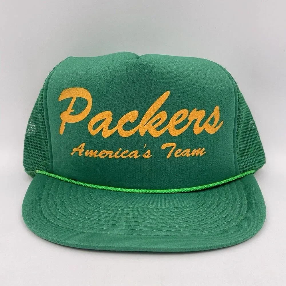 Vintage Green Bay Packers America’s Team Snapback Trucker Rope Hat NEW OLD STOCK